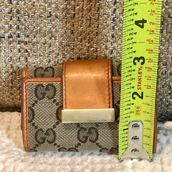 Auth GUCCI GG Monogram Canvas Burned Orange Leather Trifold Key Card Holder - Picture 12 of 16
